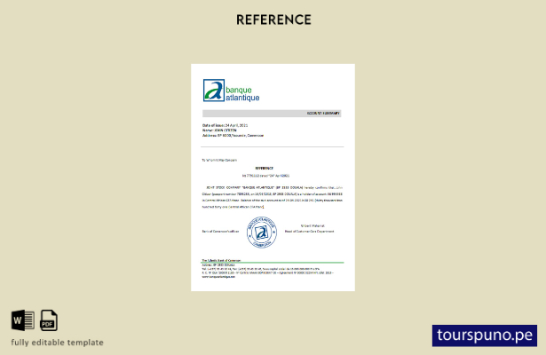 listo para imprimir Camerún Plantilla de referencia del Banco Atlántico